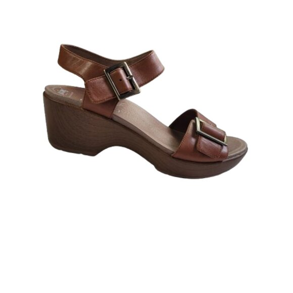 Dansko Jamey Wedges Leather Sandals Hook & Loop Strap - Picture 7 of 9